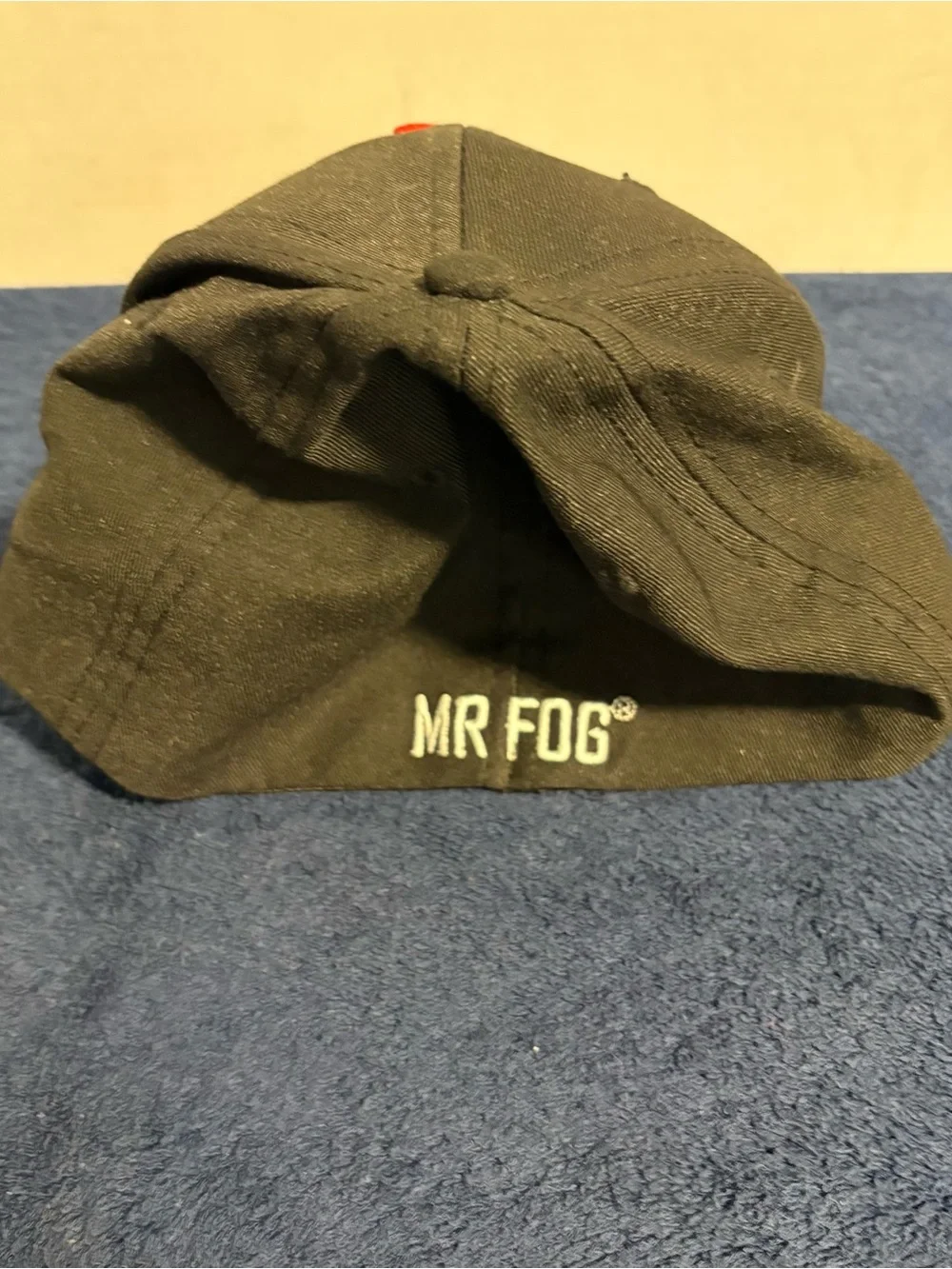 Black Baseball Cap with Red Logo